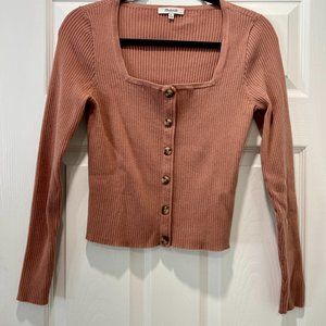 Madewell Rosseau Square-Neck Crop Cardigan Top Faded Mauve Size XL